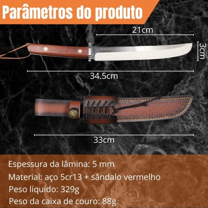 Faca Full Tang Espírito Bushido Aço Premium Ultra Resistente