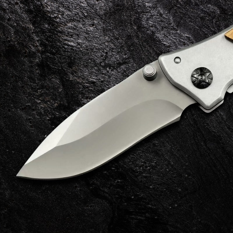 Canivete Personalizado Nogueira Utilitário Profissional Aço Inox com Clip