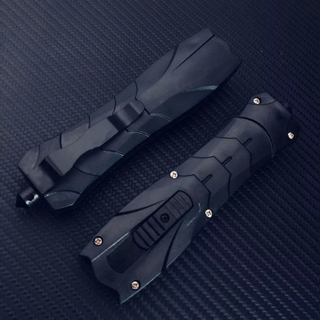 Canivete Automático Falcon Aço Inox Abertura Frontal Saque Rápido Quebra Vidro Com Clip