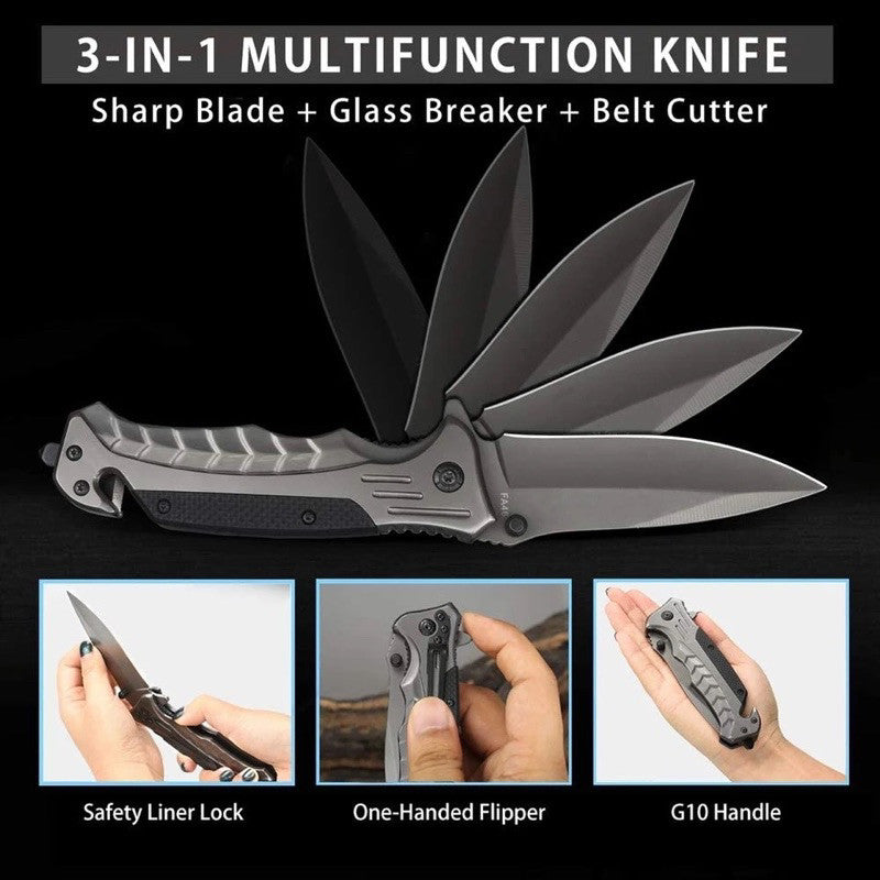 Canivete FA46 Vanguard Profissional Aço Inox com Cortador de Cinto e Quebra Vidros