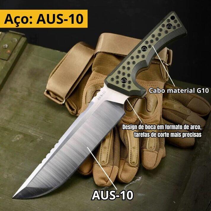 Faca Invictus Bruta com Lâmina AUS-10 Full Tang