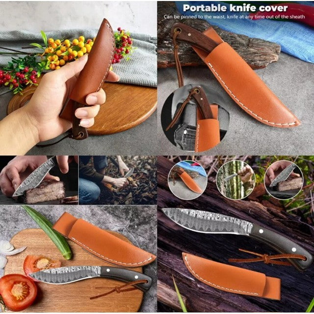 Mini Faca Pena de Falcão Pintura Estilo Damasco