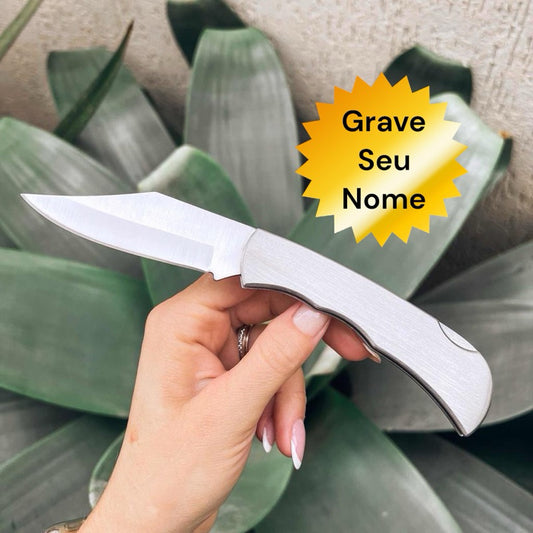 Canivete Personalizado Inox Acabamento Premium Com Presilha E Trava De Seguranca