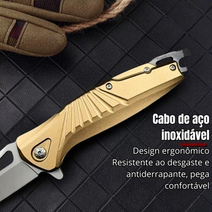 Canivete Drangueta Saque Rápido Dourado e Preto C/ Trava