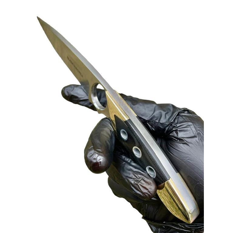 Faca Yukio Profissional Full Tang Aço Inox com Detalhes Dourados e Bainha