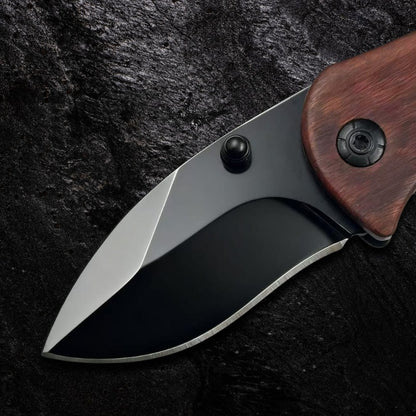 Canivete de Bolso Minimalist Wood Lâmina Inox Black e Cabo em Madeira Nobre