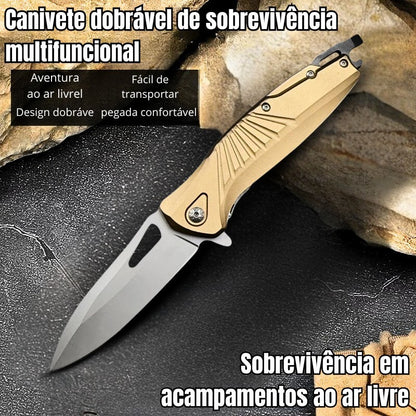 Canivete Drangueta Saque Rápido Dourado e Preto C/ Trava