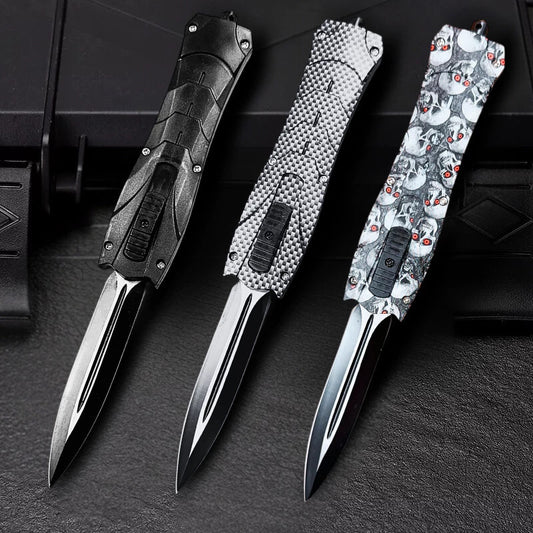 Canivete Automático Falcon Aço Inox Abertura Frontal Saque Rápido Quebra Vidro Com Clip