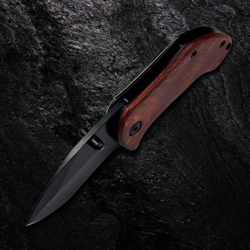 Canivete de Bolso Minimalist Wood Lâmina Inox Black e Cabo em Madeira Nobre