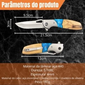 Canivete Utilitário CF-98 - Aço 440 com Cabo em Madeira e Resina