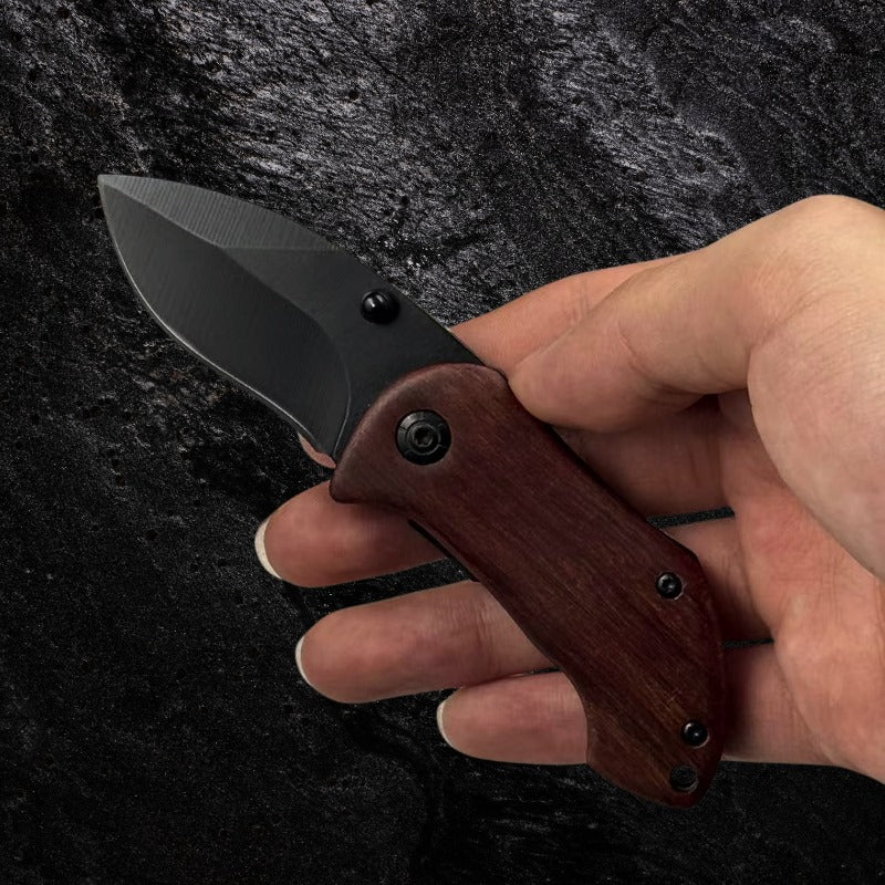 Canivete de Bolso Minimalist Wood Lâmina Inox Black e Cabo em Madeira Nobre