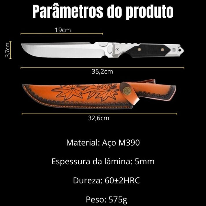 Faca Espírito da Mata Lâmina Bruta em Aço M390