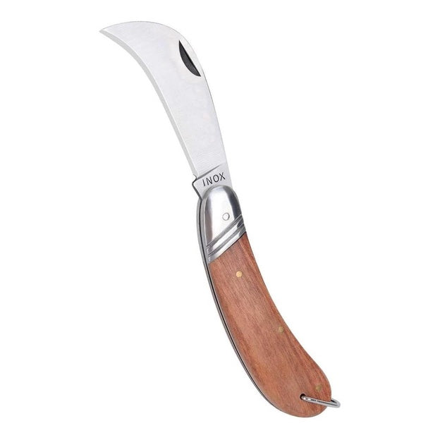 Canivete Graft Profissional de Poda e Enxertia Aço Inox com Cabo em Madeira