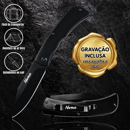 Canivete Utilitário Personalizado CF-69 Aço Inoxidável Preto ou Prata
