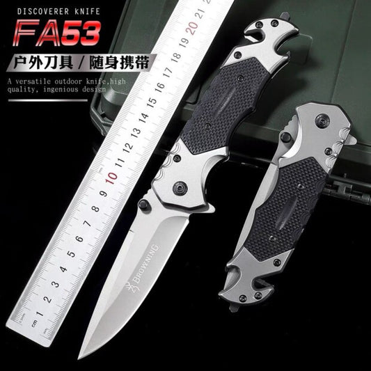 Canivete FA53 Discovery Profissional Aço Inox com Cortador de Cinto e Quebra Vidros