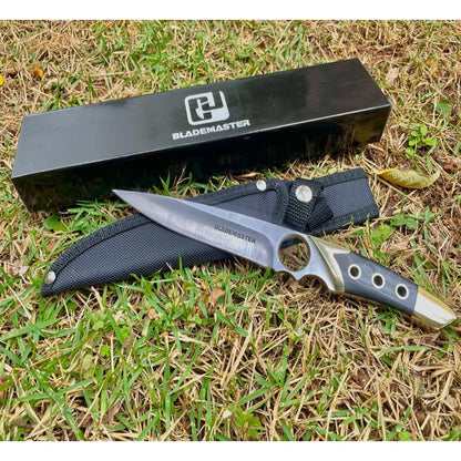 Faca Yukio Profissional Full Tang Aço Inox com Detalhes Dourados e Bainha