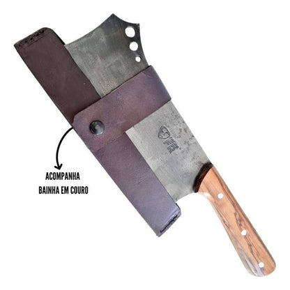 Cutelo Pampa Profissional 8" Full Tang com Cabo de Madeira e Bainha