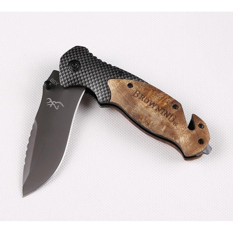 🏷️ Canivete X50 Carbon Profissional Aço Inox com Cortador de Cinto e Quebra Vidros