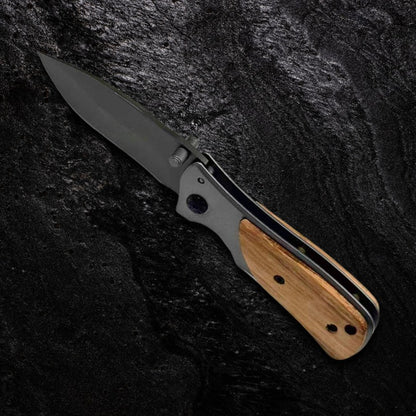 Canivete Personalizado Nogueira Utilitário Profissional Aço Inox com Clip