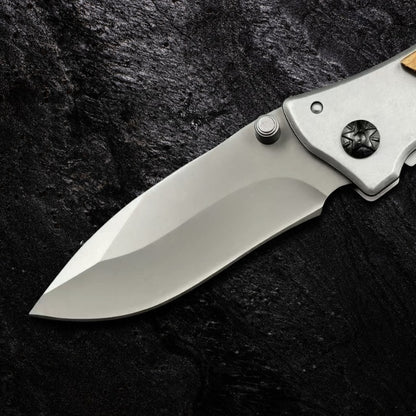 Canivete Personalizado Nogueira Utilitário Profissional Aço Inox com Clip