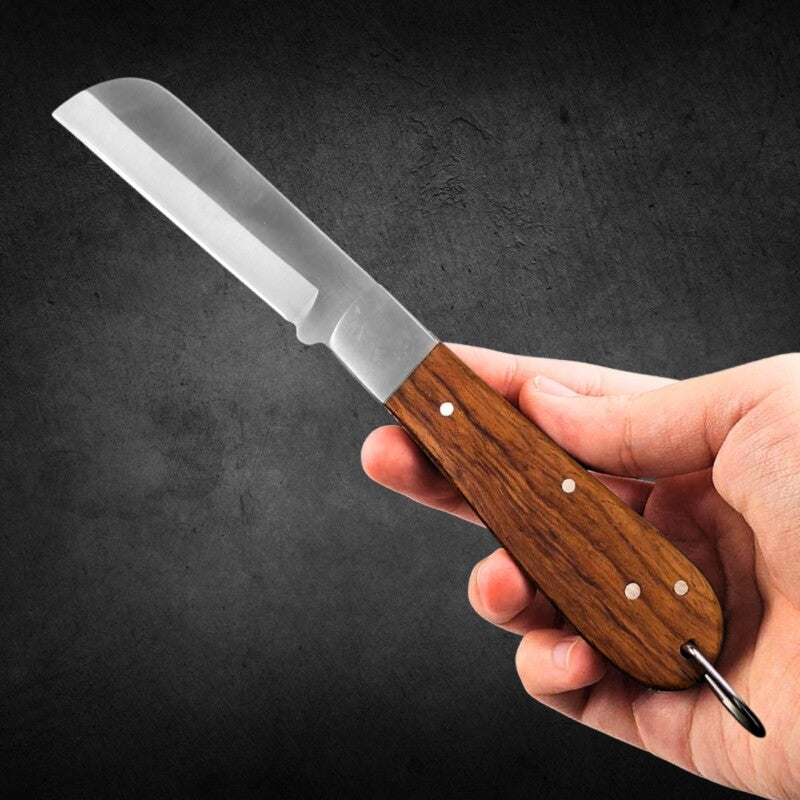 Canivete Pica Fumo Aço Inox e Cabo de Madeira