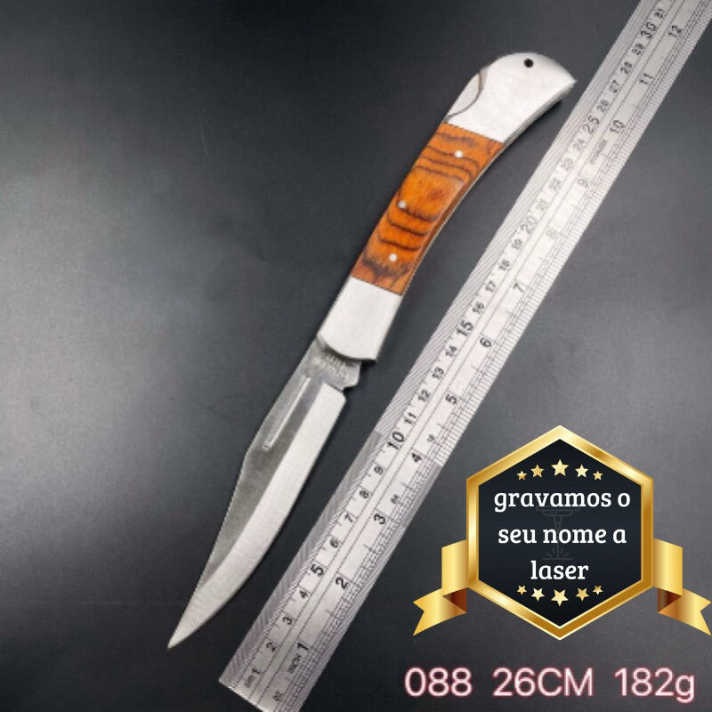 Canivete Personalizado Stainless Steel Inox Cabo Madeira