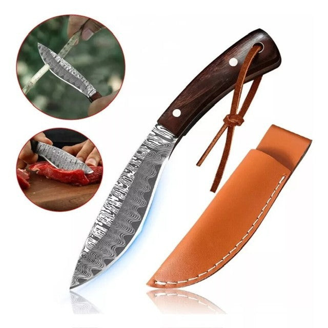 Mini Faca Pena de Falcão Pintura Estilo Damasco