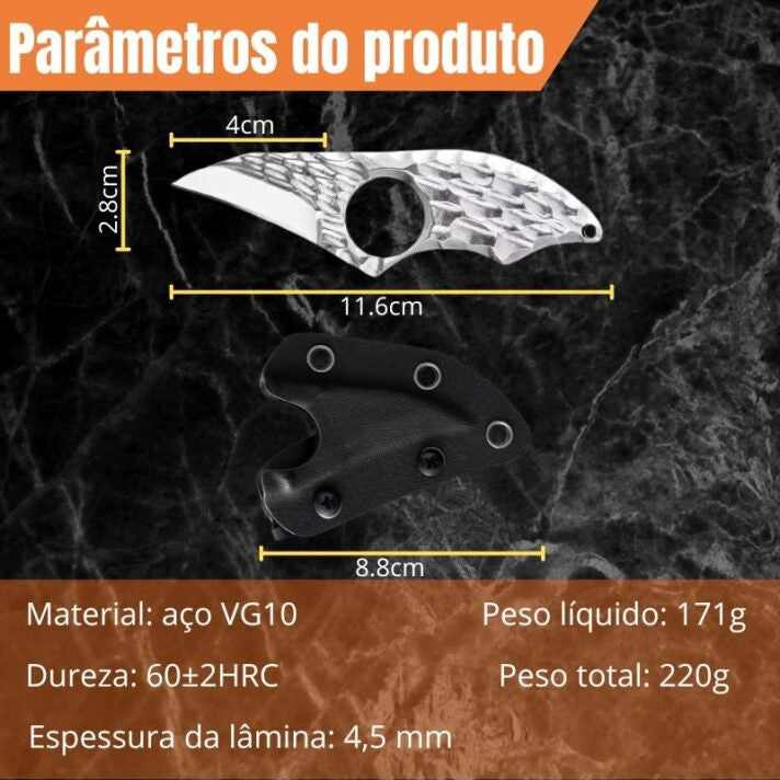 Faca Garra EDC Fulltang 4.5mm Aço VG10 Com Bainha Em Kydex