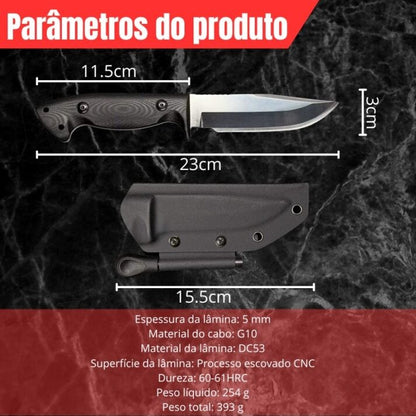 Faca Sentinela Noturna Aço Carbono Kydex C/ Pederneira