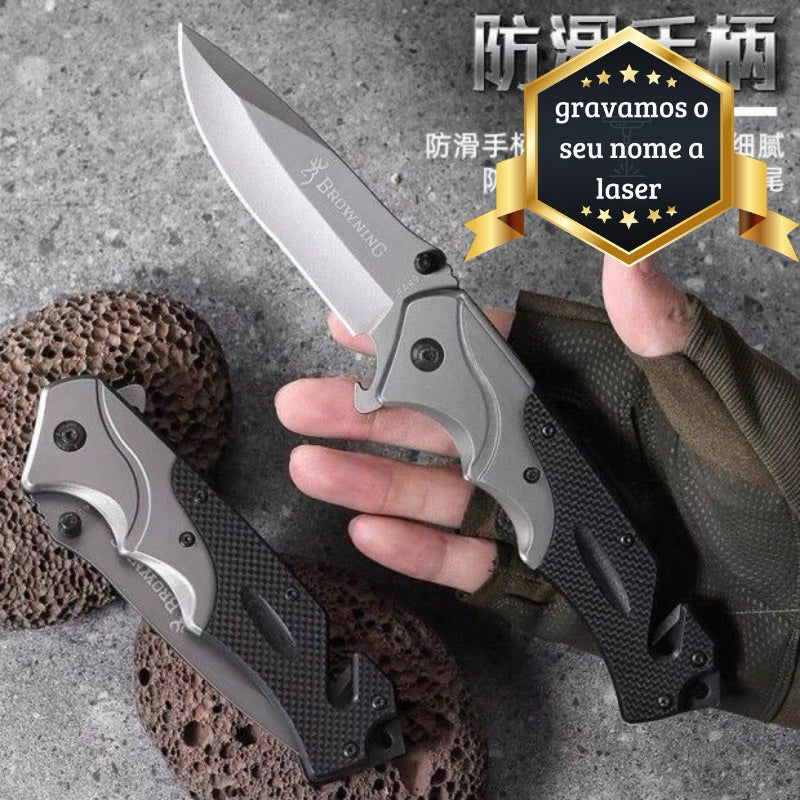 Canivete Emborrachado Inox 440C Semi-automático Browning