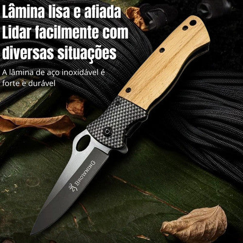 Canivete Estilo Browning 22cm C/ Trava + Nome Gravado