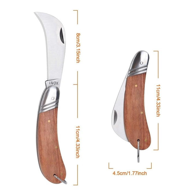 Canivete Graft Profissional de Poda e Enxertia Aço Inox com Cabo em Madeira