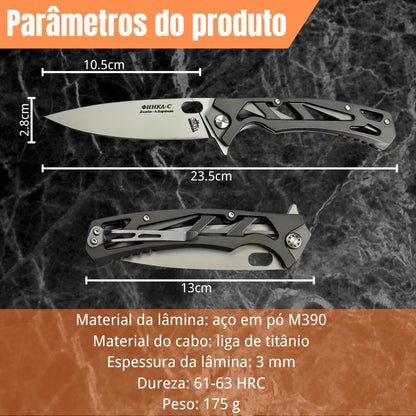 Canivete Major HOKC Profissional Aço M390 e Cabo de Titânio