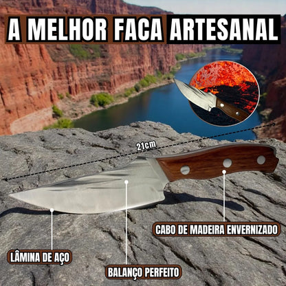 Faca Explorer Cozinha Profissional Full Tang Aço Inox com Cabo em Jacarandá