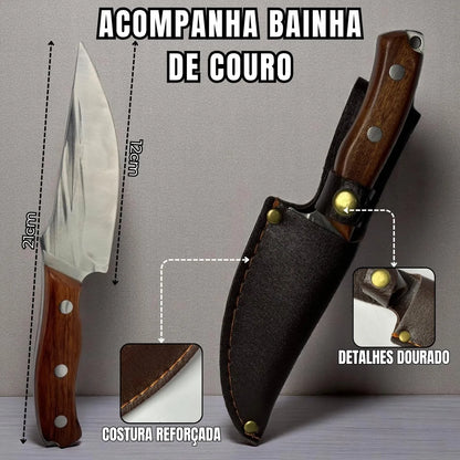 Faca Explorer Cozinha Profissional Full Tang Aço Inox com Cabo em Jacarandá