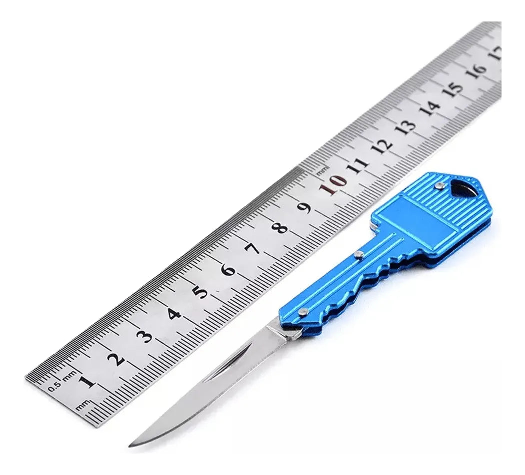 Canivete Chaveiro Portátil Dobrável em Aço Inox