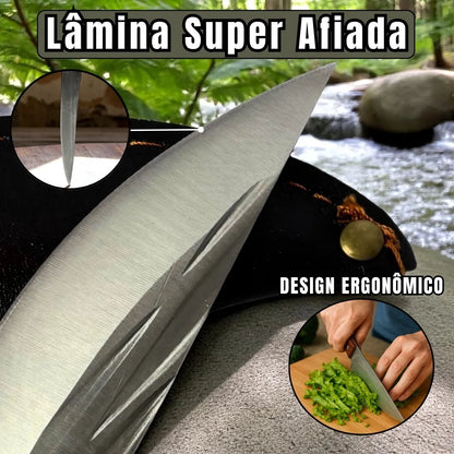 Faca Explorer Cozinha Profissional Full Tang Aço Inox com Cabo em Jacarandá