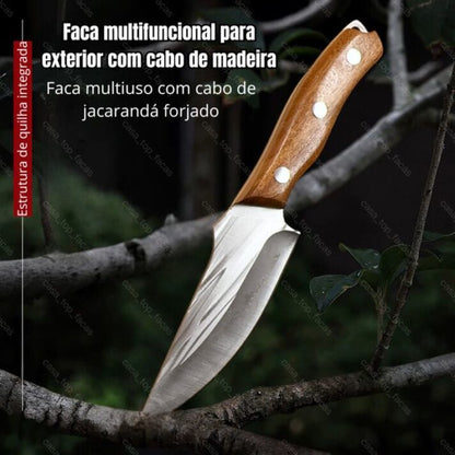 Faca Explorer Cozinha Profissional Full Tang Aço Inox com Cabo em Jacarandá