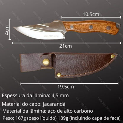 Faca Explorer Cozinha Profissional Full Tang Aço Inox com Cabo em Jacarandá