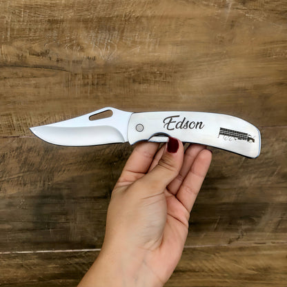 Canivete Personalizado Cabana Monobloco Aço Inox 420 Maciço