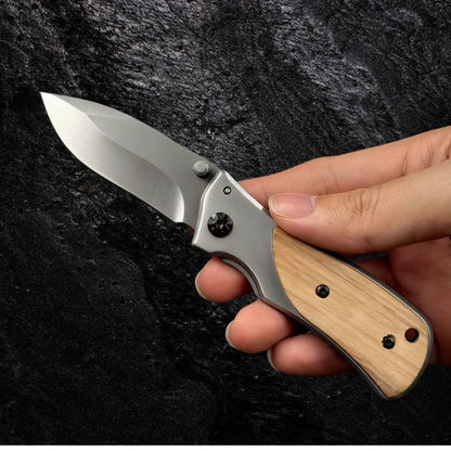 Canivete Personalizado Nogueira Utilitário Profissional Aço Inox com Clip