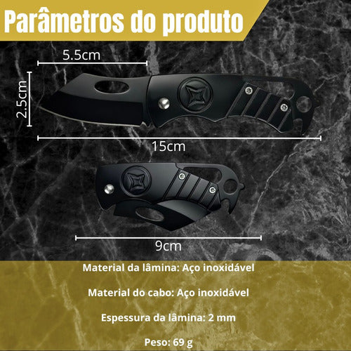 Canivete CF-201 Eclipse Utilitário Compacto Aço Inox Integral Blackout