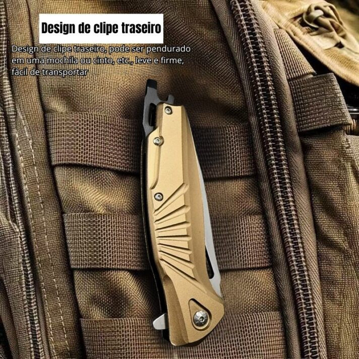 Canivete Drangueta Saque Rápido Dourado e Preto C/ Trava