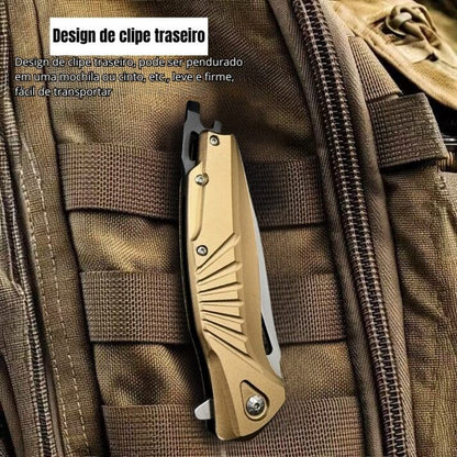 Canivete Drangueta Saque Rápido Dourado e Preto C/ Trava