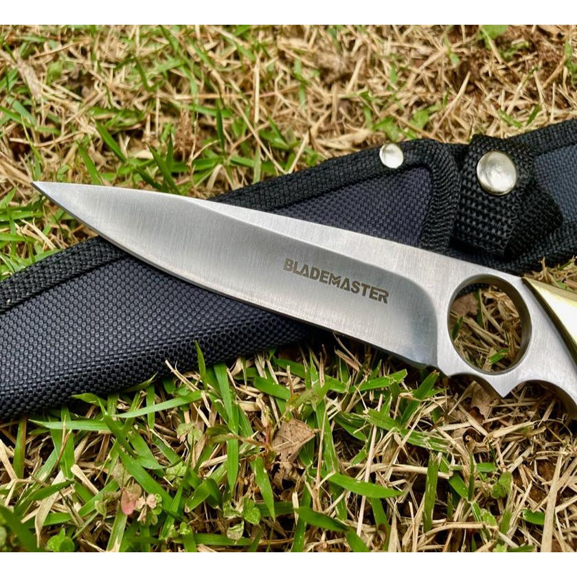 Faca Yukio Profissional Full Tang Aço Inox com Detalhes Dourados e Bainha