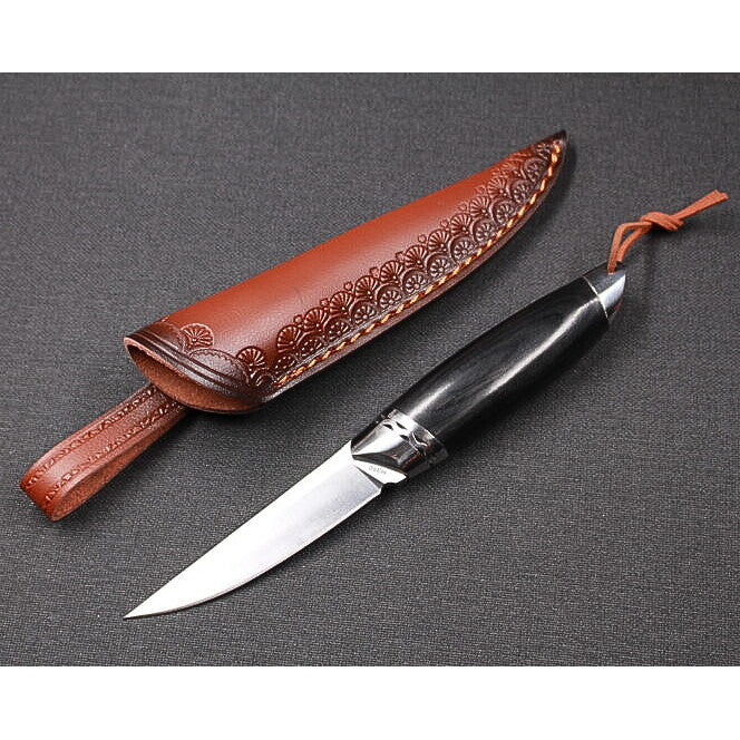 Faca Russa Luxo esportiva C/ Bainha De Couro 21 cm