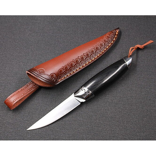 Faca Russa Luxo esportiva C/ Bainha De Couro 21 cm