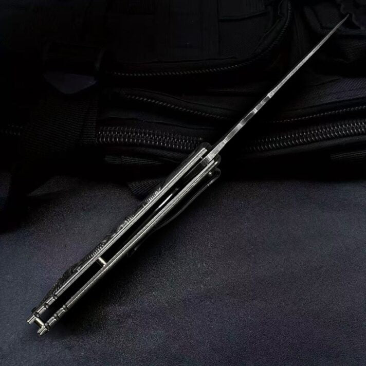 Canivete De Aço Inox Dragão Chinês Em Relevo Saque Rápido C/ Clipe E Trava