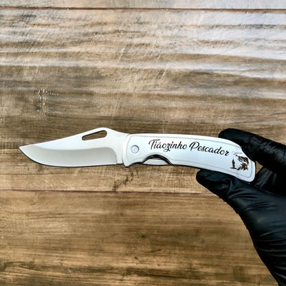 Canivete Personalizado Cabana Monobloco Aço Inox 420 Maciço