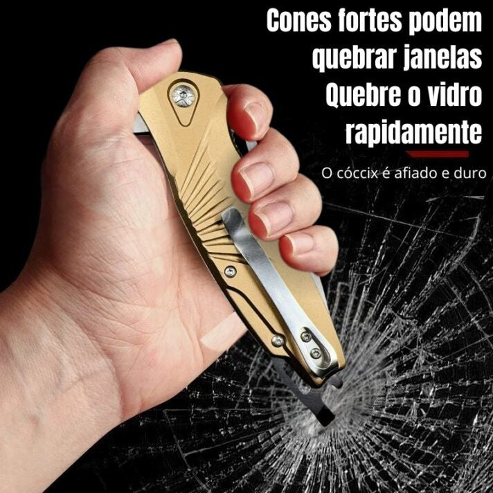 Canivete Drangueta Saque Rápido Dourado e Preto C/ Trava